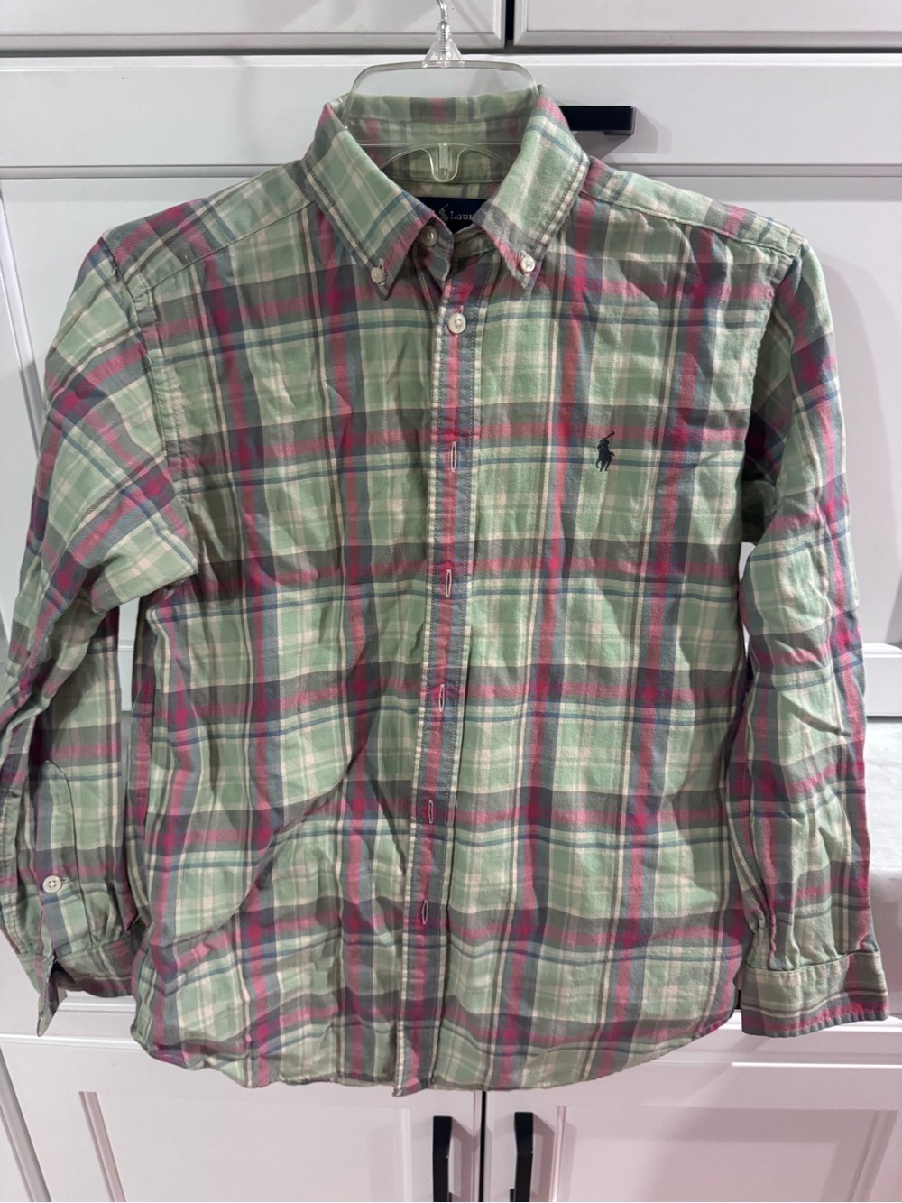 Ralph Lauren Green and Pink Plaid Button-Down Shirt